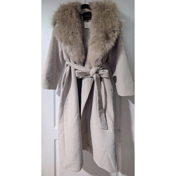 Zara | ZW Collection Faux Fur Collar Coat - Picture 4 of 15